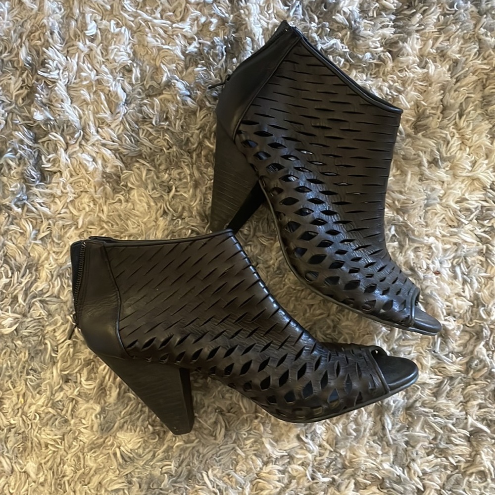 Black cutout booties